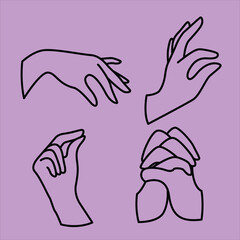 Minimalistic Hand Gesture Set A Delicate Line Art Collection in Elegant Poses for Various Applications