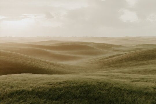 Golden, rolling hills bathed in soft light - Powered by Adobe