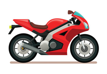 Obraz premium Motorcycle Vector Elements Red Bike Clipart Illustration for Print
