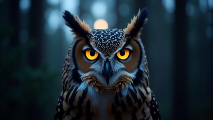 Obraz premium Glowing Eyes Forest Owl
