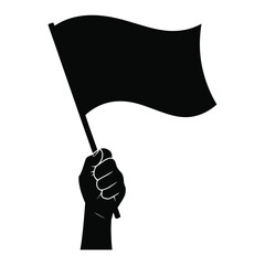 Raised Fist Holding Black Flag: Protest, Rebellion, Anarchy, and Revolution Symbol
