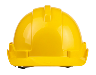 High-Visibility Construction Helmet with Reflective Crown Band and Rain Gutter, Isolated on Transparent Background PNG