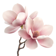 Naklejka premium Delicate Pink Magnolias Blooming Softly Serene Beauty,