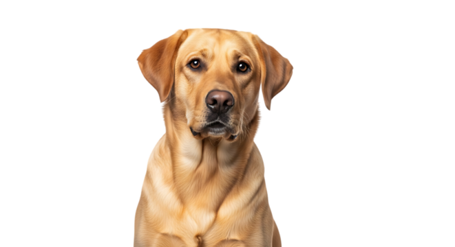 Golden labrador retriever dog portrait isolated on transparent background