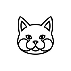 A cute, happy, cartoon cat illustration of a sitting domestic feline