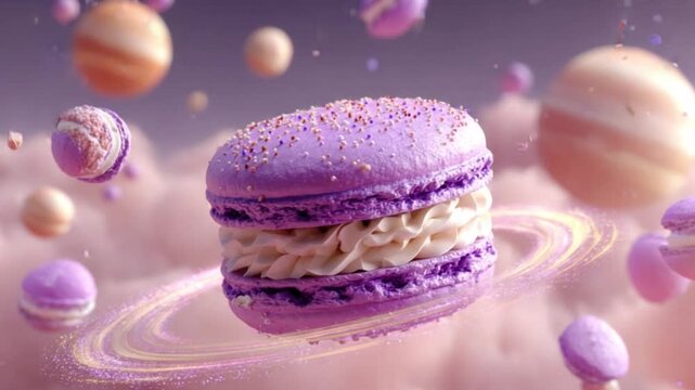 vibrant purple macaron planet 4K Video