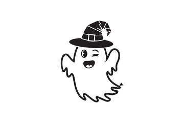 halloween cute ghost illustration vector