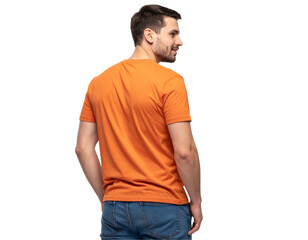 Fototapeta premium Orange T-shirt with Rolled Sleeves – Modern Look