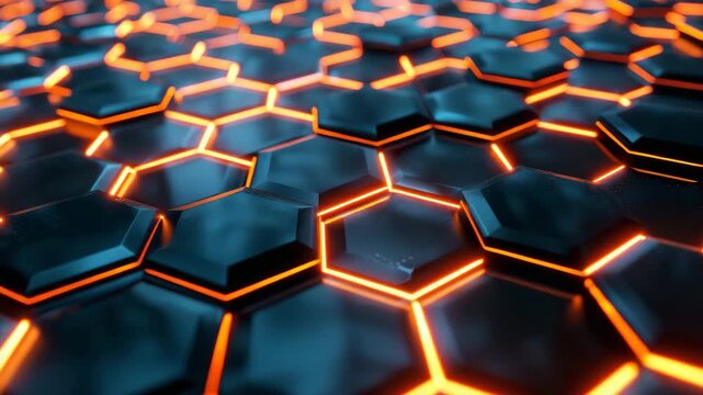 3D Hex Grid with Illuminated Lines