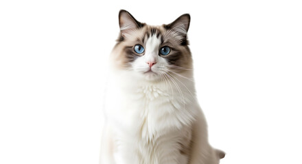 Obraz premium Ragdoll cat with striking blue eyes isolated on transparent background