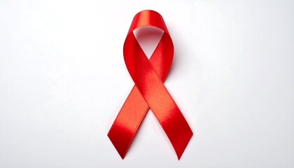 Red ribbon on white background