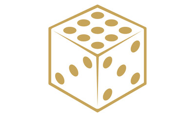 Golden Casino logo. Dice logo. Casino club poster vector illustration