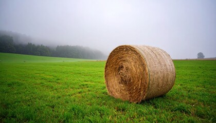Hay bale in a misty field (1)