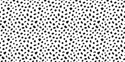 Cheetah seamless pattern. Small polka dot print. Abstract leopard background. Black white animal texture. Irregular spots, organic strokes, doodles, tiny circles. Hand-drawn squiggle shapes textile bg © babayuka