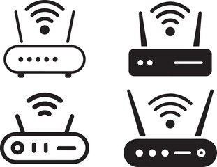 Wi-Fi Router Icon Set   Wireless Modem Symbols Vector PNG