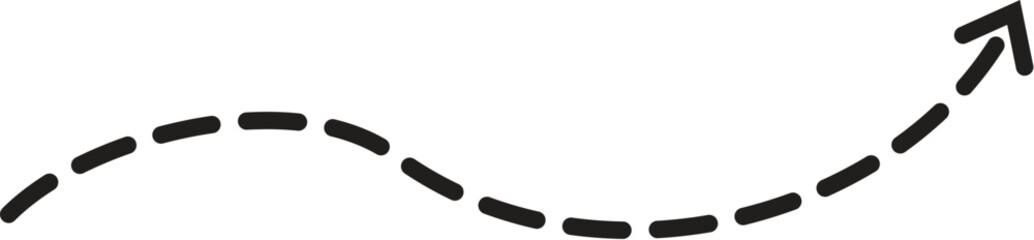 Curved dashed arrow pointing upward, ideal for process flow, infographics, or business direction concepts.
