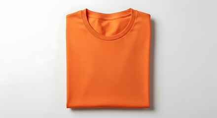 Folded Orange T-Shirt on White Background