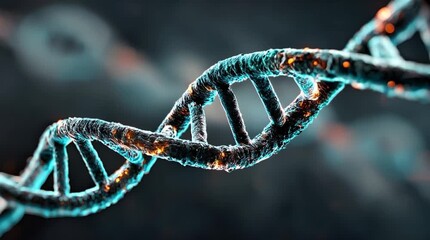 Futuristic Glowing DNA Helix in a Digital Space - Powered by Adobe