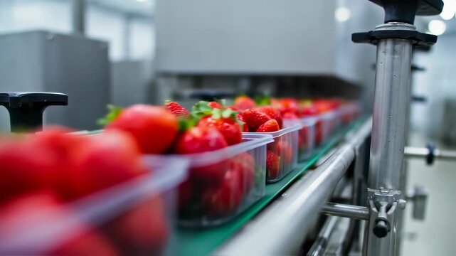 Fresh Strawberries Conveyor Belt: Food Processing and Production Line