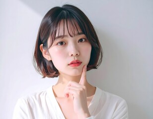 悩み深き女性、未来を考える一瞬