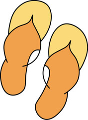  Yellow Beach Sandals Flat Vector