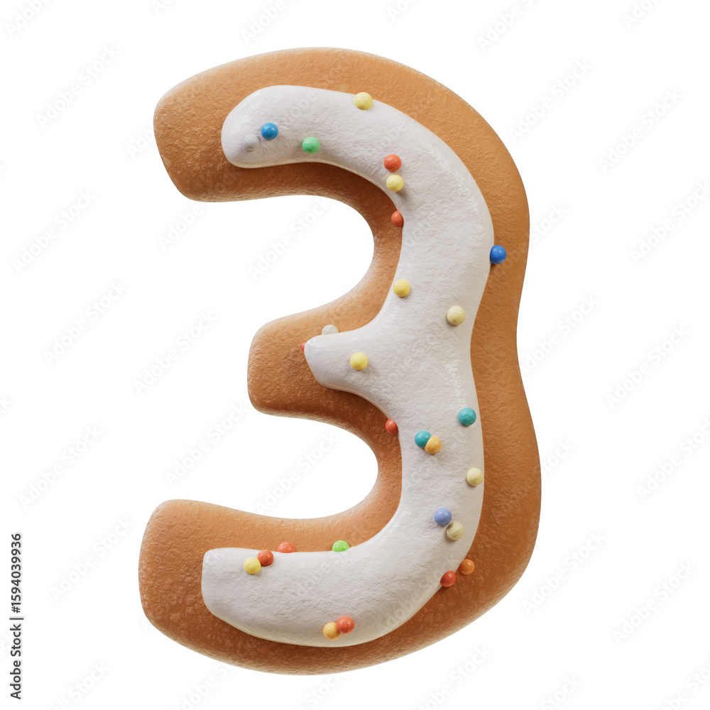Fototapete 3d font.biscuit donut font concept. isometric alphabet. numbers and letters. 3d rendering isolated o