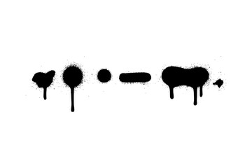 Isolated Black Spray Paint Drips and Abstract Graffiti Marks