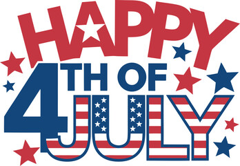 Obraz premium Patriotic Happy 4th of July with American Flag Stripes and Blue Stars Decoration