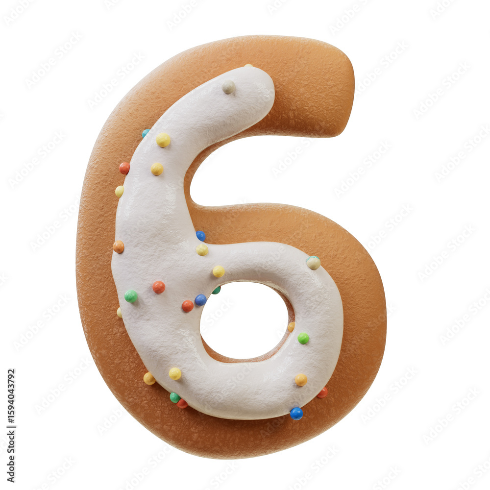 Fototapete 3d font.biscuit donut font concept. isometric alphabet. numbers and letters. 3d rendering isolated o