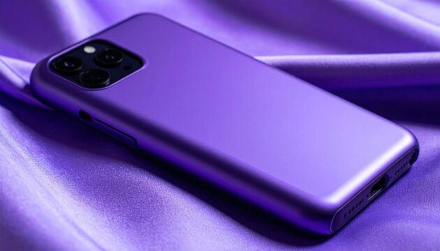 Purple smartphone case on satin