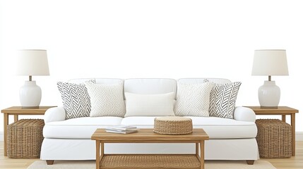 Fototapeta premium Scandinavian Styled Living Room with Neutral Colors and Cozy Atmosphere