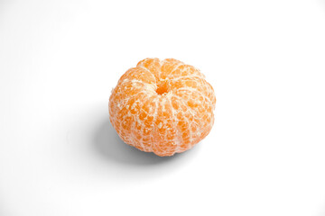 A whole peeled tangerine with a soft shadow, isolated on a crisp white background. This clean, realistic image is incredibly versatile for health, diet, and food themes.
