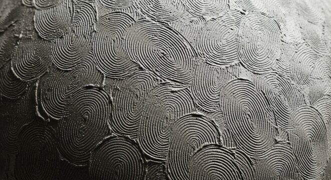 Textured gray surface with overlapping circular patterns, creating a unique and artistic design. - Powered by Adobe