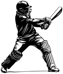 Cricket player pose silhouette