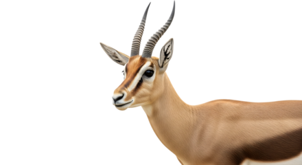 Gazelle head and shoulders profile isolated on transparent background