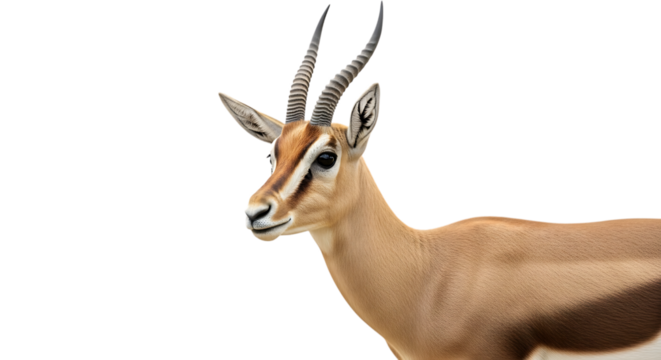 Gazelle head and shoulders profile isolated on transparent background