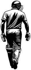 silhouette of a cricket batsman walking back slowly