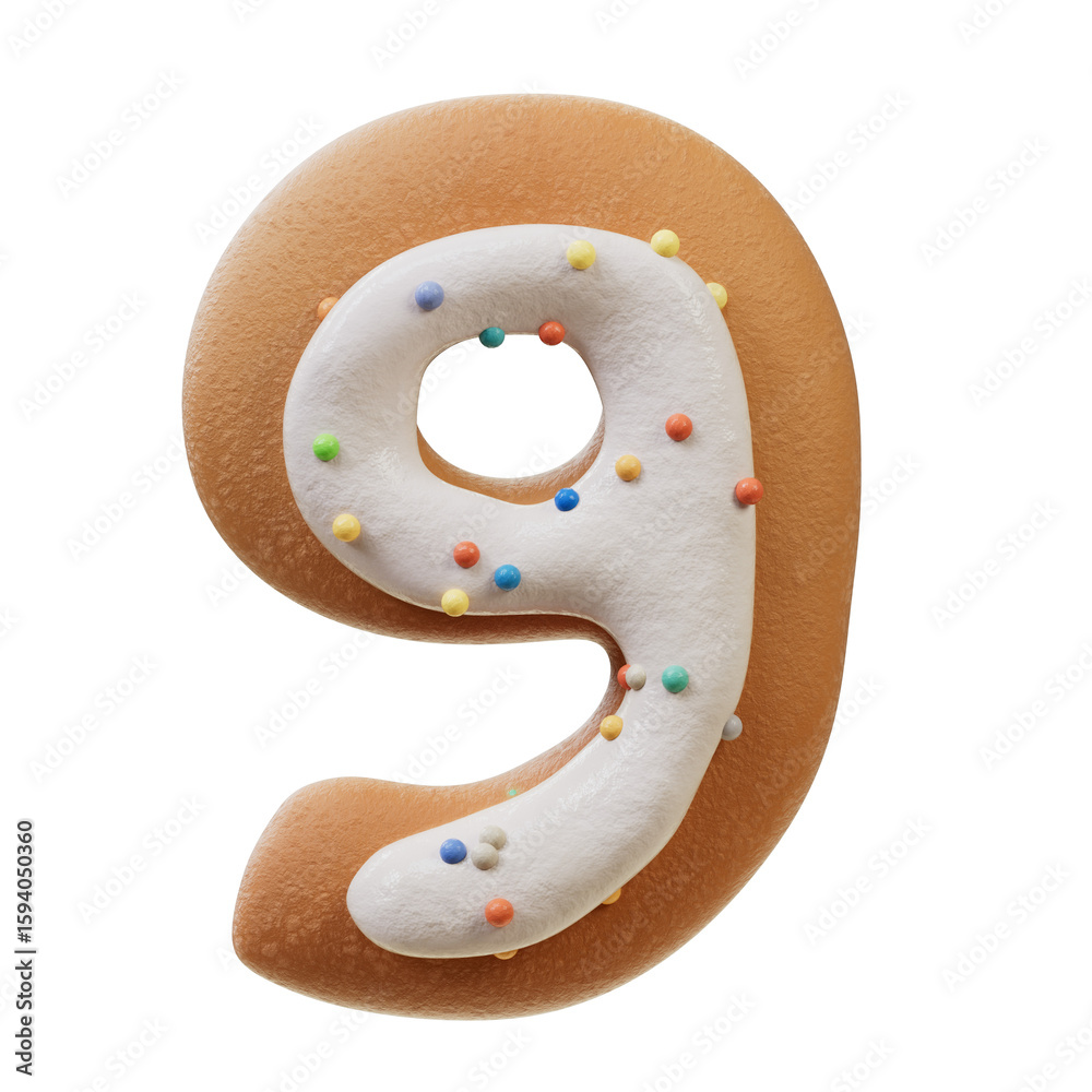 Fototapete 3d font.biscuit donut font concept. isometric alphabet. numbers and letters. 3d rendering isolated o
