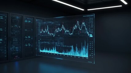 Holographic data display in server room - Powered by Adobe