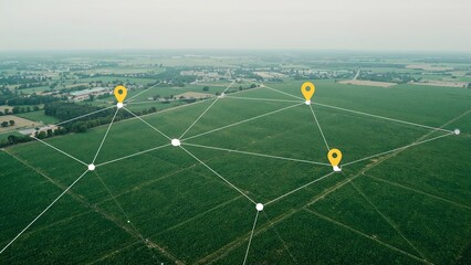 Agricultural Land Connectivity Visualizing Geolocation Data on Green Fields