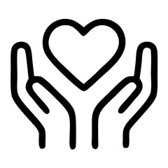 Black Silhouette Heart in Hand Care and Charity Icon