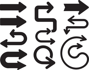 Minimal Arrow Icons – Black Direction Signs

