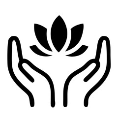 Obraz premium Minimalist Line Art Hands Holding Lotus Flower Spa Icon