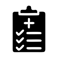 Obraz premium Simple Solid Style Medical Checklist Clipboard Document Form Icon