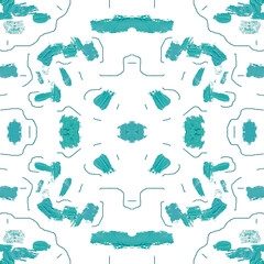 Hand Drawn Abstract Symmetrical Brush Pattern – Seamless Blue Texture Design