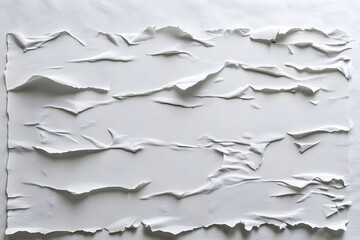 Glued poster, white, wrinkled, mockup art.
