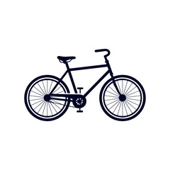 Obraz premium Silhouette of a Bicycle Against White Backdrop Emphasizing Transportation and Design Simplicity with Clear Lines and Minimalist Aesthetic Appeal