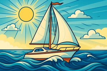 Naklejka premium sailing boat on the sea