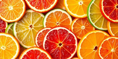 Obraz premium Vibrant citrus slices form a captivating, seamless mosaic, colorful, refreshing