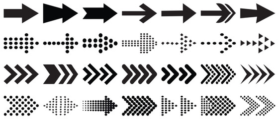 Arrow icon set, arrow cursor collection, different arrow signs, black arrows icons, Stock Vector.
